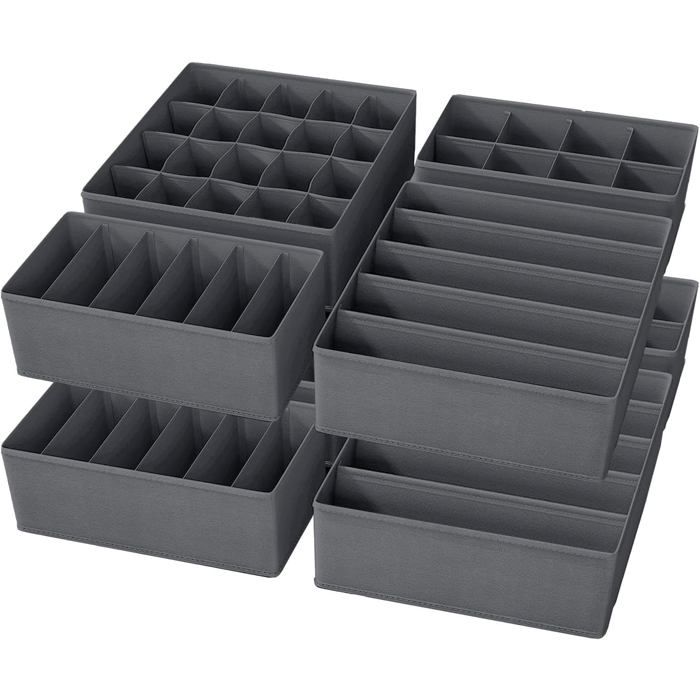 Lot De 8 Organisateurs De Tiroir Pliables Boîtes De Rangement Pour Soutiens-Gorge Chaussettes Sous-Vêtements Et Cravates Gris Foncé