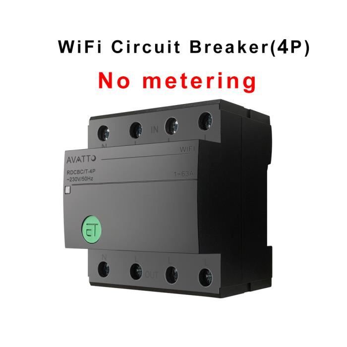 Disjoncteur WiFi 1P 63A Avec Compteur Énergie - Smart Switch Rail DIN, Contrôle APP Ewelink