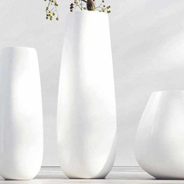 Vase XL en céramique blanc EASEXL Grand Cdiscount Maison