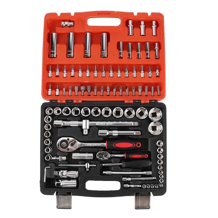 Kit De Clés à Douilles 46/53 Pièces - 1/4" - Acier CR-V - Métrique & Impérial - Idéal Bricolage Auto