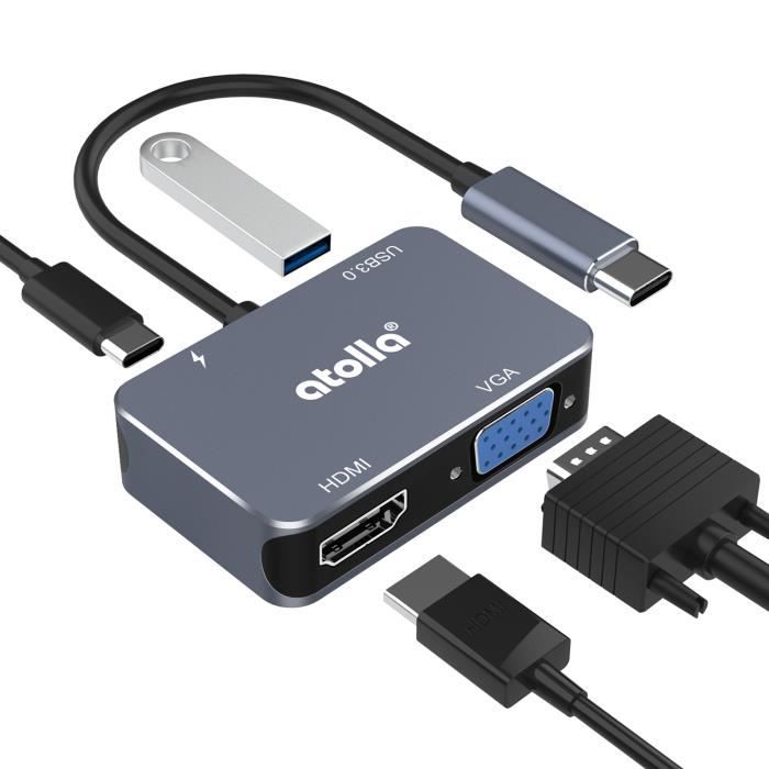 Hub USB C, Adaptateur USB C vers HDMI UHD avec Port HDMI 4K 30Hz