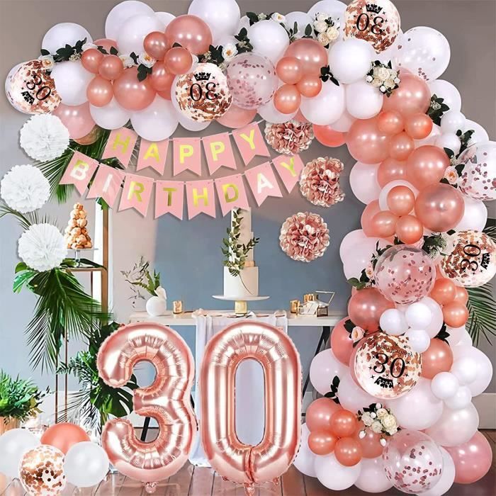 30 ans Deco Anniversaire Or Rose, Guirlande de Ballon 30ans Décoration Fête  Anniversaire pour Fille Femme, avec Bannière Joyeux A270 - Cdiscount Maison