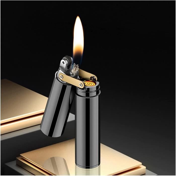 Briquet Essence Vintage Rétro En Laiton - Flamme Stable | Pierre à Silex Incluse