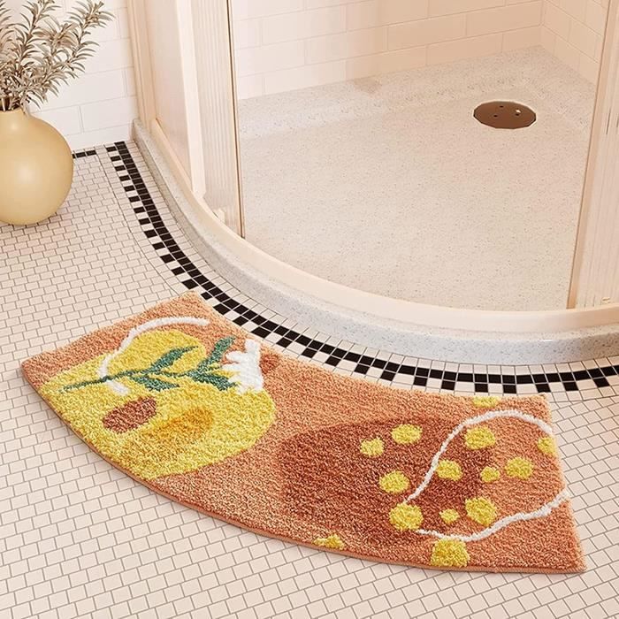 Tapis De Douche Incurvé Antidérapant - Polyester 30x60cm Camel Douche Baignoire