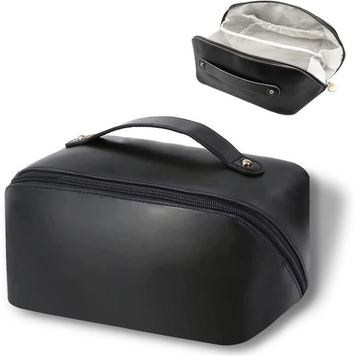 Trousse De Toilette Noir Et Marron - Paillettes Discrètes, Résistante à L'eau