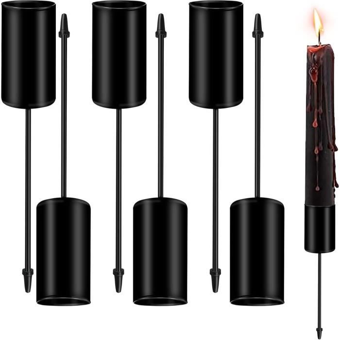 Lot De 8 Bougeoirs Métal Noir Pour Couronne De L'Avent - Porte-bougies Rond 7x5,5 Cm - Décoration Noël, Table, DIY