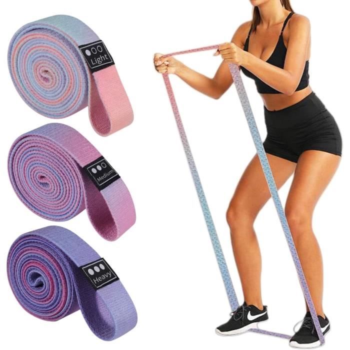 Lot De 4 Bandes De Résistance En Tissu Tricoté – Niveaux Rouge, Noir, Violet, Vert (7 à 41 Kg) – Avec Sac Et Guide D’entraînement