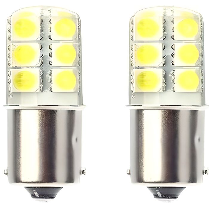 Ampoule P21W LED BA15S COB Extra Blanc 6000K Veilleuses Feux de jour phares 2pcs