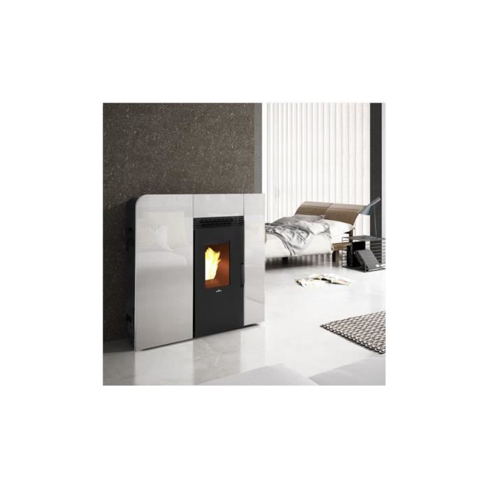 Poele A Pellet Canalisable Slim 13 Kw Verre Blanc Vernon Poeles A Pellets Granules Achat Vente Poele A Granules Pellets Poele A Pellet Canalisable Cdiscount
