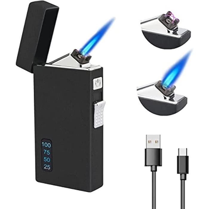Briquet Double Arc Plasma USB-C - Lampe Torche & Sifflet - Étanche & Coupe-Vent - Pour Plein Air & Survie