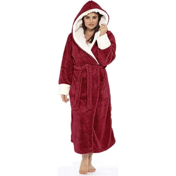 CDSIZES,Robe de Chambre Femme en Polaire Douce Peignoir Long