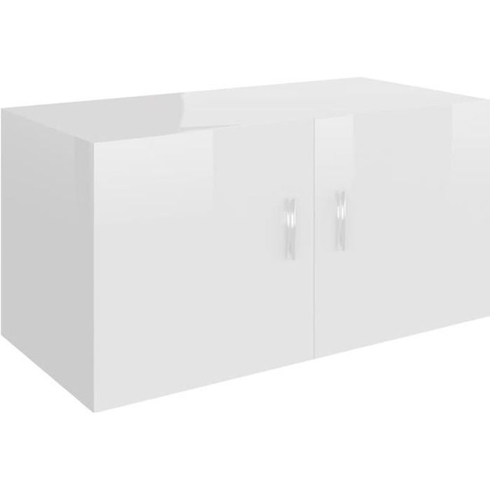 Armoire murale de rangement Blanc brillant 80x39x40 cm 2 portes