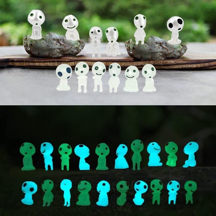 40 Pièces Figurines Elfes Des Arbres Lumineux En Résine - Décoration Jardin Et Micro Paysage (Bleu Vert)