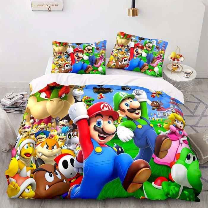 Parure Letto Super Mario Reversibile - Copripiumino 140x200 Cm E Federa, Poliestere Oeko-Tex - Foto 9