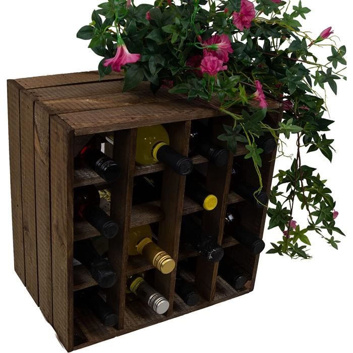 Casier à Vin Pour 16 Bouteilles, HxLxP : 42,5 X 45 X 23,5 Cm, 4 étages, Range-bouteilles, Bambou, Nature, Relaxdays | Leroy Merlin