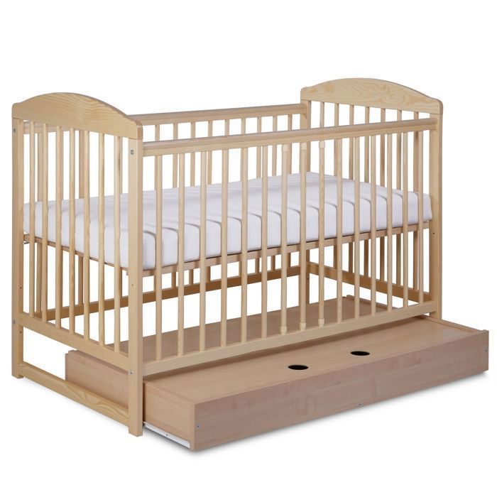 Blanc Lit Pour Bebe A Barreaux Tomi Ourson Barriere Coulissante Avec Matelas Et Drap Cuisine Maison Mobilier Bebe