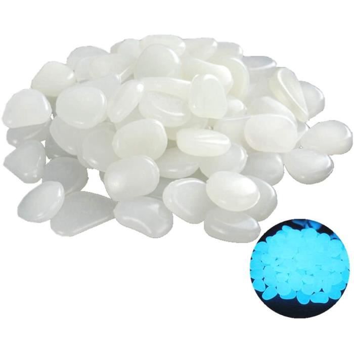 Pierres Lumineuses, 100 pièces , Gravier Lumineux de Pavés pour Herbe de Jardin, Décoration de Poissons D'aquarium, Blanc
