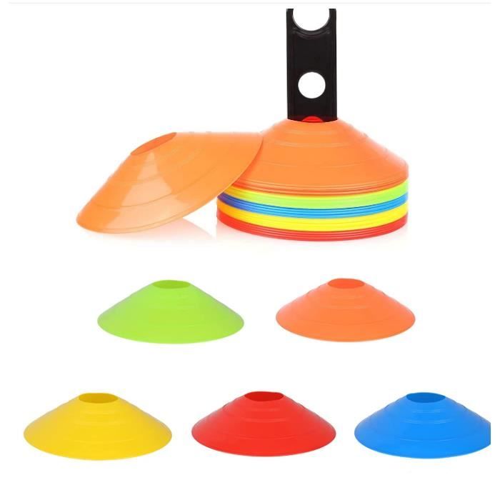 10 Cônes D'Entraînement Sport Multifonctions - Marqueurs D'Agilité Football Jaunes, Set De 10 Pièces En Plastique Robuste