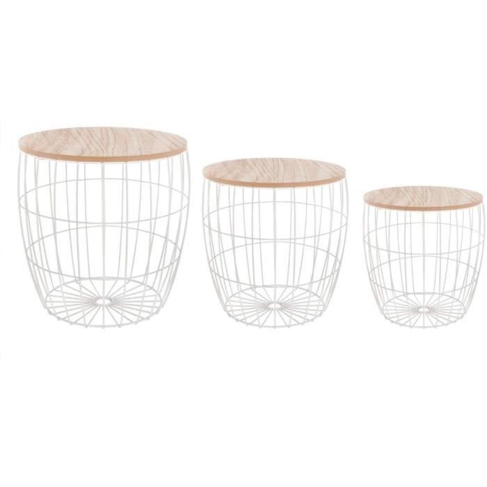 table gigogne atmosphera lot de 3 tables basses gigognes coffres de rangement style scandinave coloris blanc12 cdiscount maison
