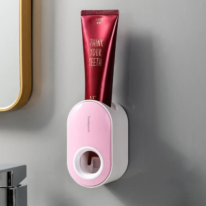 Distributeur de dentifrice,Pink--Distributeur automatique de dentifrice, étagère de salle de
