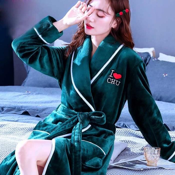 Serviette de bain Peignoir de bain en molleton de corail pour femmes vetements de maison de maison de maison hotel green M 160cm Cdiscount Maison