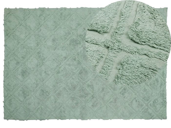 Tapis en coton vert 140 x 200 cm HATAY - Cdiscount Maison