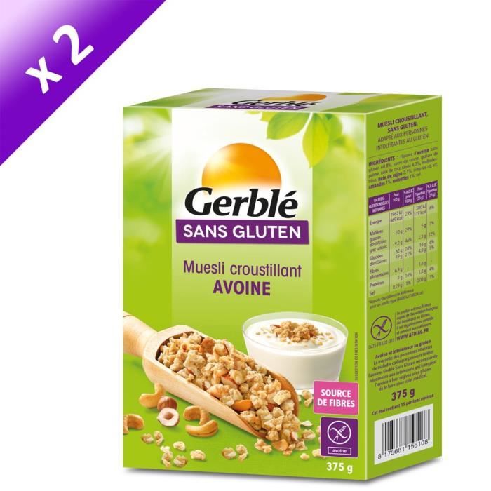 Lot De 2 Gerble Muesli Croustillant A L Avoine Sans Gluten 375 G Achat Vente Muesli Flocon Muesli Avoine Sans Gluten X2 Cdiscount