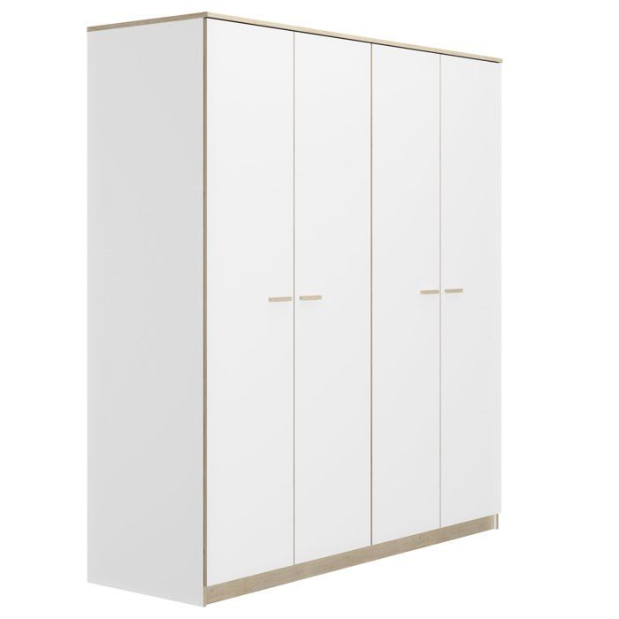 Armoire 4 portes L181 cm - 181 cm X 60 cm X 200 cm - TULLE Blanc