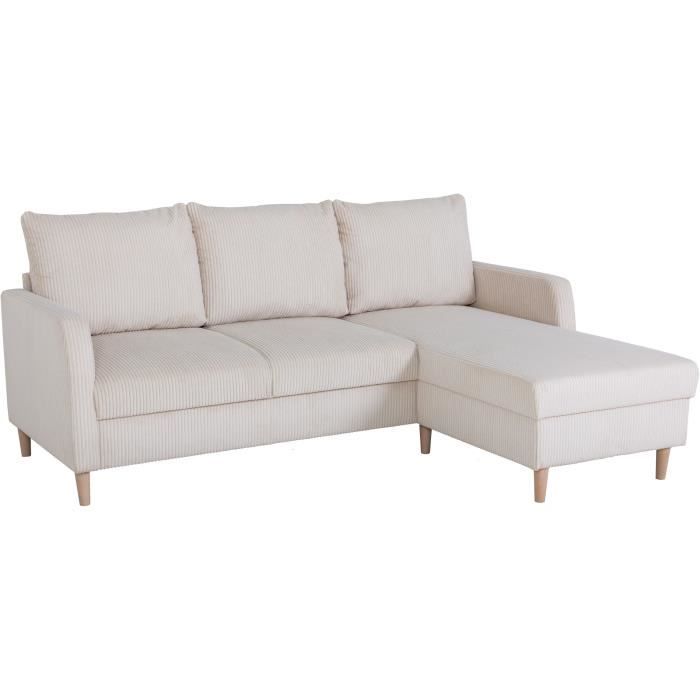 Canapé d'angle fixe 3 places CHIPY Tissu Lincoln Pieds bois nature 192 x 82 x 138 cm - vue 3