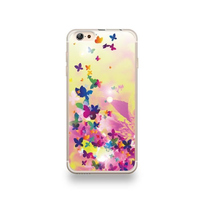 Coque Apple Iphone 6 6s Plus Silicone Motif Fleur Pop Art Et Ses Papillons Multicolor Cdiscount Telephonie