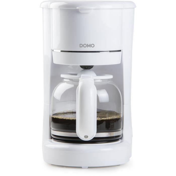 Cafetière Filtre - DOMO - DO730K - 900 W - 1,5 L - 12 tasses - Support filtre amovible - Indicateur de niveau d'eau - Blanc