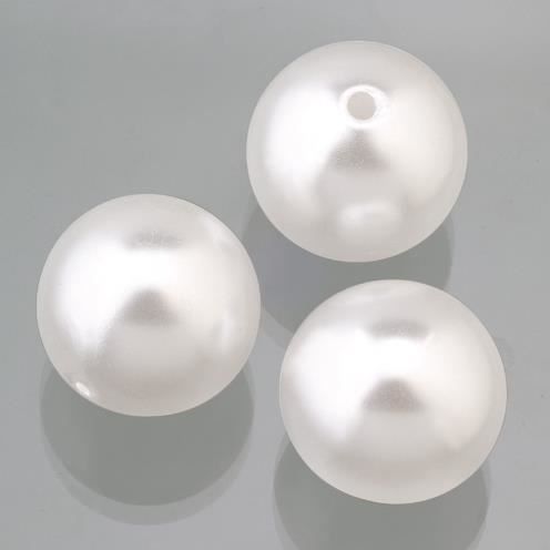 Lot de 10 Perles Blanches Nacrées en Verre 16mm