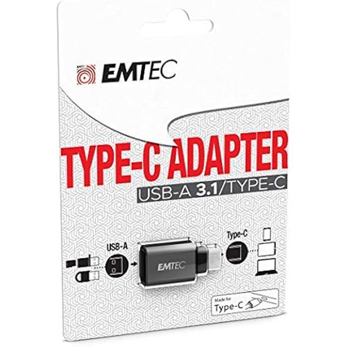 Emtec Adaptateur USB - Emtec - ECADAPT600C - USB 3.1 vers Type-C - Pour PC Smartphone Tablette