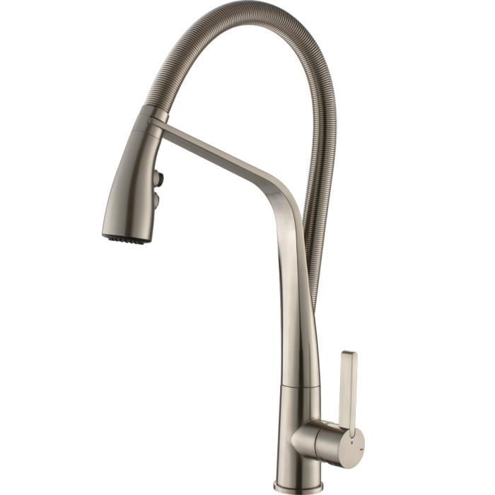 angel mitigeur evier a douchette avec ressort serre essebagno facon inox cdiscount bricolage