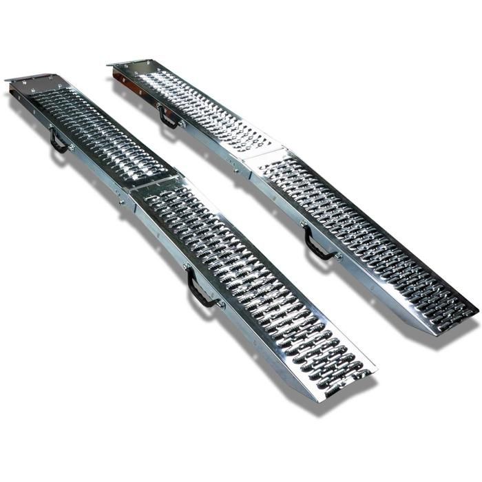 Lot De 2 Rampes De Chargement Pliables En Aluminium De 2,3 M, Capacité De 680,4 Kg Pour Motos Tout-terrain, Tondeuses à Gazon, Souffleuse à Neige, Rampe En Aluminium Avec Sangles De Charge