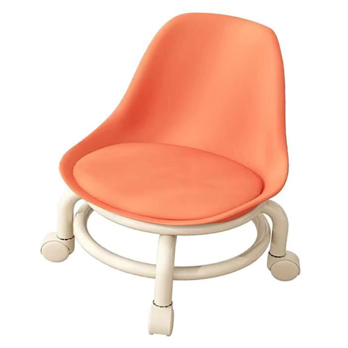 Tabouret Bureau Avec Dossier Tabouret Roulant Bas Avec Dossier - Tissu Laine D'Agneau - Pivotant 360° - Capacité 150kg Petit Siege De Salon