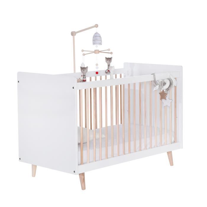 By Jurassien Lit Bebe 60x120 Happy Laque Blanc 2 Positions