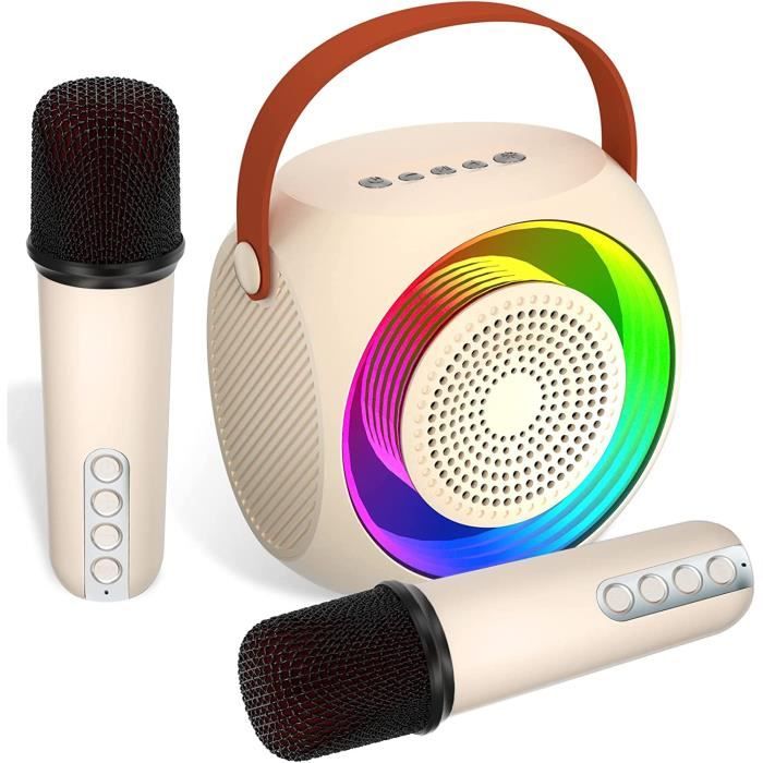 Microphone karaoké pour enfants, microphone sans fil bluetooth avec  lumières LED, machine à haut-parleur de micro de karaoké portable pour  filles garçons adultes (noir)