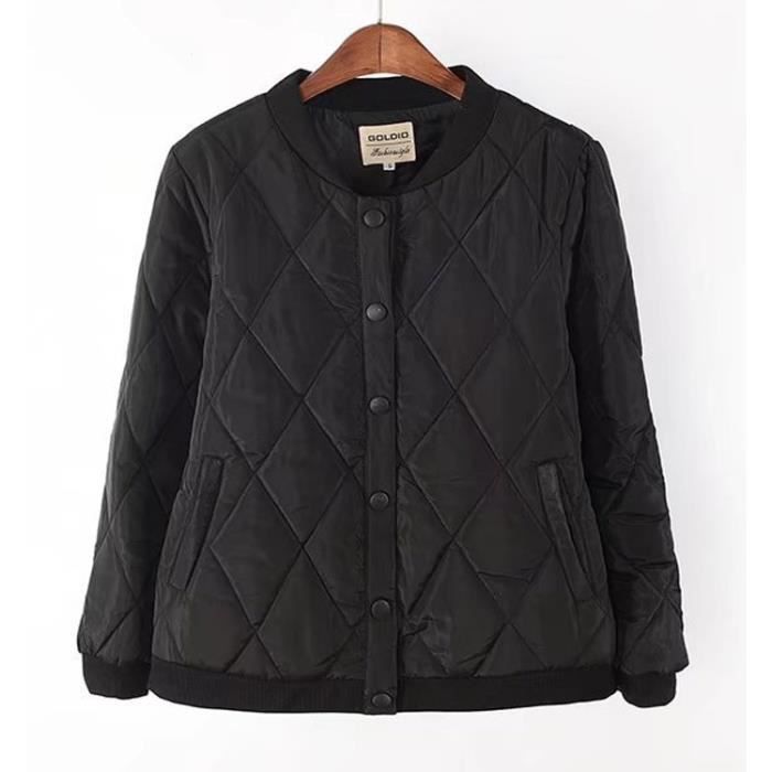 Noir Doudoune Femme Hiver Bomber Court Manteau Matelassé ...
