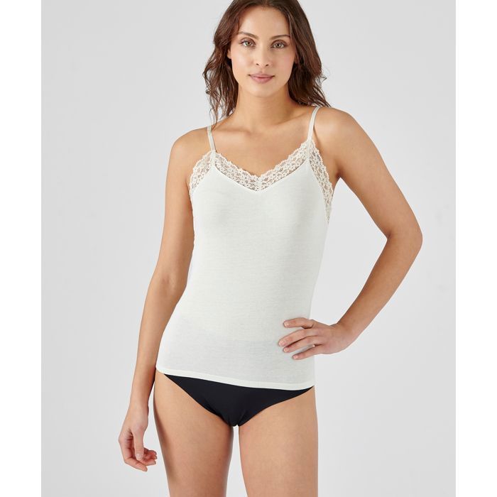 Damart Caraco dentelle Thermolactyl Sensitive Blanc Cassé Ecru