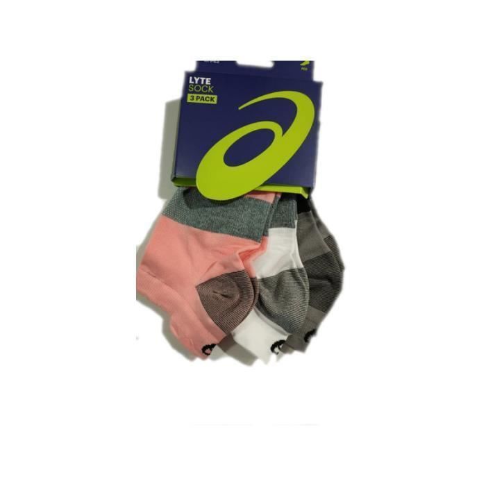 Asics Chaussettes Asics Lyte - Lot de 3 - Gris/noir/violet nuit - Mixte - Adulte - Textile - Plat