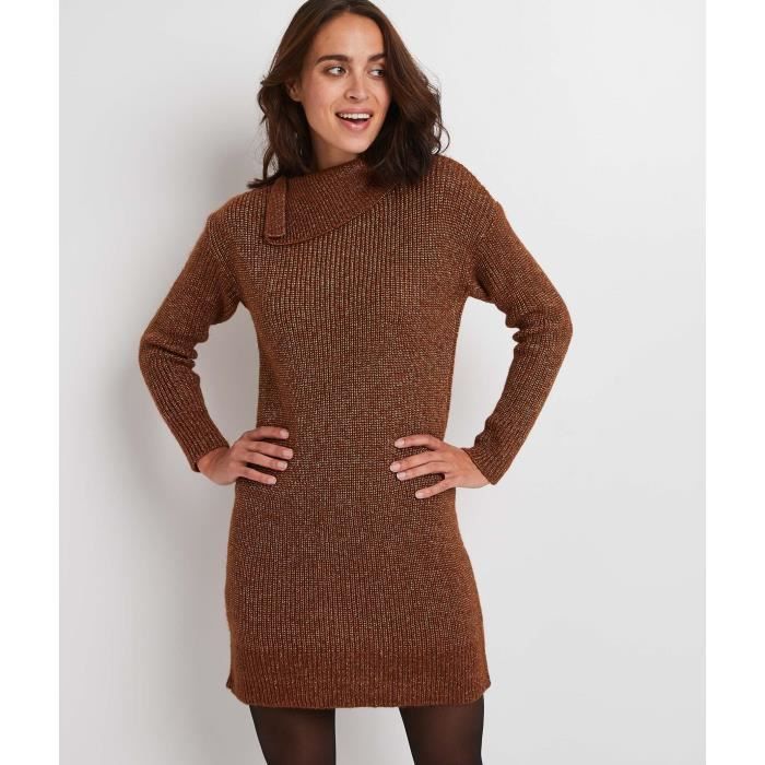 robe pull marron femme