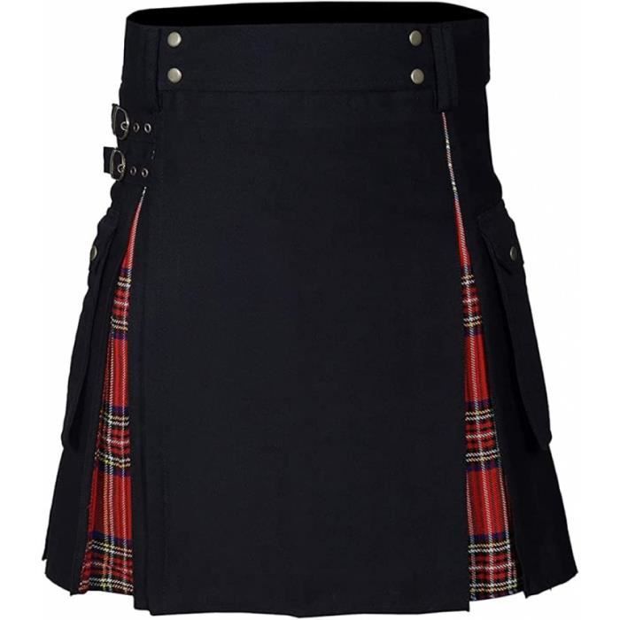 Kilt écossais Pour Homme - Taille élastique Avec Cordon - Respirant, Séchage Rapide - Noir, Blanc, Vert - Style Cargo Ou Traditionnel