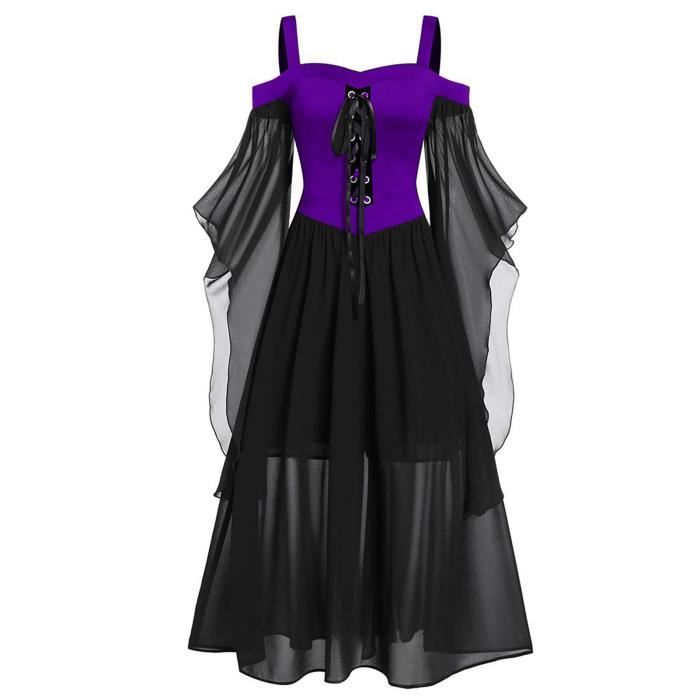 Robe de sorcière Déguisement de Sorcière femme Gothique Cosplay Costume