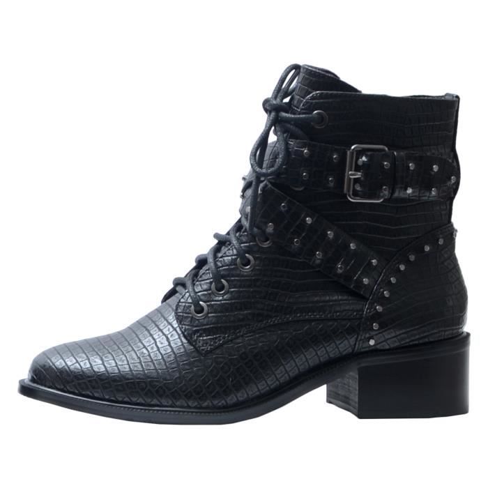 Bottines Femme - The Divine Factory - Noir - Lacets Ronds - Confort Exceptionnel