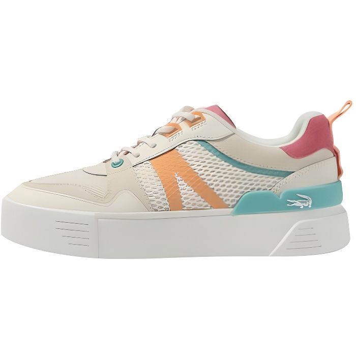 Baskets Lacoste femme Ref 60141 B53 Blanc Rose Multicolore