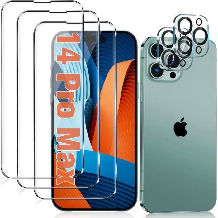Verre trempé Pour Apple iPhone 14 Pro Max [3 Pack Ecran + 2 Pack