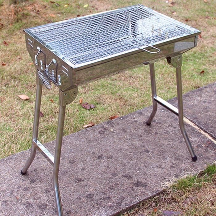 32x 22cm Griller Panier barbecue portable Grill net Clamp pliable 430 barbecue en acier inoxydable Grill panier r/ôti avec poign/ée en bois amovible et facile de transport de sac de