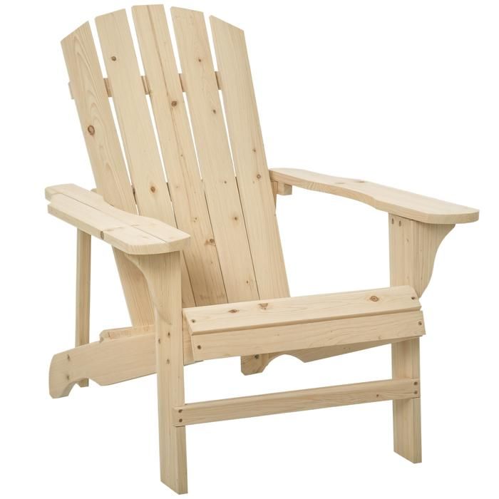 Outsunny - fauteuil de jardin - Bois - 78x89x88cm - Beige