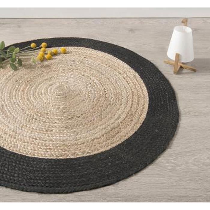 Tapis Rond Jute 80 Cm De Diametre Tapis Rond En Jute Naturel Et Noir Diametre 120 Cm Achat